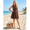 image:imageZESICA Womens Summer Sleeveless Hollow Out Mini DressesCoffee