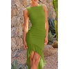 image:imageZESICA Womens Summer Sleeveless Ruched Bodycon Long DressesGreen