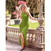 image:imageZESICA Womens Summer Sleeveless Ruched Bodycon Long DressesGreen