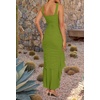 image:imageZESICA Womens Summer Sleeveless Ruched Bodycon Long DressesGreen
