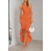 image:imageZESICA Womens Summer Sleeveless Ruched Bodycon Long DressesOrange