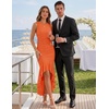image:imageZESICA Womens Summer Sleeveless Ruched Bodycon Long DressesOrange