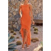 image:imageZESICA Womens Summer Sleeveless Ruched Bodycon Long DressesOrange