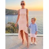 image:imageZESICA Womens Summer Sleeveless Ruched Bodycon Long DressesPink