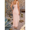 image:imageZESICA Womens Summer Sleeveless Ruched Bodycon Long DressesPink