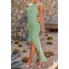 image:imageZESICA Womens Summer Sleeveless Ruched Bodycon Long DressesSage