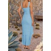 image:imageZESICA Womens Summer Sleeveless Ruched Bodycon Long DressesSky