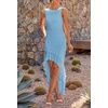 image:imageZESICA Womens Summer Sleeveless Ruched Bodycon Long DressesSky