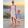 image:imageZESICA Womens Summer Sleeveless Ruched Bodycon Long DressesWhite