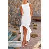 image:imageZESICA Womens Summer Sleeveless Ruched Bodycon Long DressesWhite