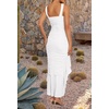 image:imageZESICA Womens Summer Sleeveless Ruched Bodycon Long DressesWhite