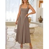 image:imageZESICA Womens Summer Sleeveless Square Neck Vacation SundressKhaki
