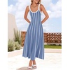 image:imageZESICA Womens Summer Sleeveless Striped Vacation Midi DressDusty Blue