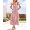 image:imageZESICA Womens Summer Sleeveless Striped Vacation Midi DressDusty Pink
