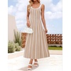 image:imageZESICA Womens Summer Sleeveless Striped Vacation Midi DressOatmeal