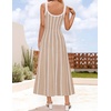 image:imageZESICA Womens Summer Sleeveless Striped Vacation Midi DressOatmeal