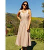 image:imageZESICA Womens Summer Sleeveless Striped Vacation Midi DressOatmeal