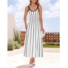 image:imageZESICA Womens Summer Sleeveless Striped Vacation Midi DressWhite