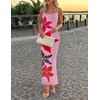 image:imageZESICA Womens Summer Spaghetti Strap Bodycon Beach Vacation Maxi DressesPink