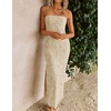 image:imageZESICA Womens Summer Strapless Floral Bodycon Ruched Slit Maxi Formal DressApricot