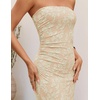 image:imageZESICA Womens Summer Strapless Floral Bodycon Ruched Slit Maxi Formal DressApricot