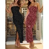 image:imageZESICA Womens Summer Strapless Floral Bodycon Ruched Slit Maxi Formal DressBlack
