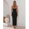 image:imageZESICA Womens Summer Strapless Floral Bodycon Ruched Slit Maxi Formal DressBlack