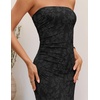 image:imageZESICA Womens Summer Strapless Floral Bodycon Ruched Slit Maxi Formal DressBlack