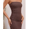 image:imageZESICA Womens Summer Strapless Floral Bodycon Ruched Slit Maxi Formal DressChocolate