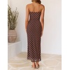image:imageZESICA Womens Summer Strapless Floral Bodycon Ruched Slit Maxi Formal DressChocolate