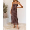 image:imageZESICA Womens Summer Strapless Floral Bodycon Ruched Slit Maxi Formal DressChocolate