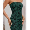 image:imageZESICA Womens Summer Strapless Floral Bodycon Ruched Slit Maxi Formal DressDark Green