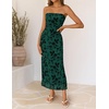 image:imageZESICA Womens Summer Strapless Floral Bodycon Ruched Slit Maxi Formal DressDark Green