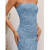 image:imageZESICA Womens Summer Strapless Floral Bodycon Ruched Slit Maxi Formal DressDusty Blue
