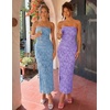 image:imageZESICA Womens Summer Strapless Floral Bodycon Ruched Slit Maxi Formal DressDusty Blue