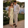 image:imageZESICA Womens Summer Strapless Floral Bodycon Ruched Slit Maxi Formal DressFloral Yellow