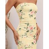image:imageZESICA Womens Summer Strapless Floral Bodycon Ruched Slit Maxi Formal DressFloral Yellow