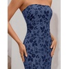 image:imageZESICA Womens Summer Strapless Floral Bodycon Ruched Slit Maxi Formal DressGrey Blue