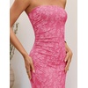image:imageZESICA Womens Summer Strapless Floral Bodycon Ruched Slit Maxi Formal DressHot Pink