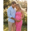 image:imageZESICA Womens Summer Strapless Floral Bodycon Ruched Slit Maxi Formal DressHot Pink