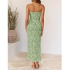 image:imageZESICA Womens Summer Strapless Floral Bodycon Ruched Slit Maxi Formal DressLight Green