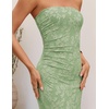 image:imageZESICA Womens Summer Strapless Floral Bodycon Ruched Slit Maxi Formal DressLight Green