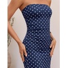 image:imageZESICA Womens Summer Strapless Floral Bodycon Ruched Slit Maxi Formal DressNavy