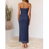 image:imageZESICA Womens Summer Strapless Floral Bodycon Ruched Slit Maxi Formal DressNavy