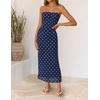 image:imageZESICA Womens Summer Strapless Floral Bodycon Ruched Slit Maxi Formal DressNavy