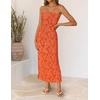 image:imageZESICA Womens Summer Strapless Floral Bodycon Ruched Slit Maxi Formal DressOrange