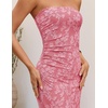 image:imageZESICA Womens Summer Strapless Floral Bodycon Ruched Slit Maxi Formal DressPink