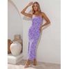 image:imageZESICA Womens Summer Strapless Floral Bodycon Ruched Slit Maxi Formal DressPurple