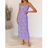 image:imageZESICA Womens Summer Strapless Floral Bodycon Ruched Slit Maxi Formal DressPurple