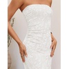 image:imageZESICA Womens Summer Strapless Floral Bodycon Ruched Slit Maxi Formal DressWhite